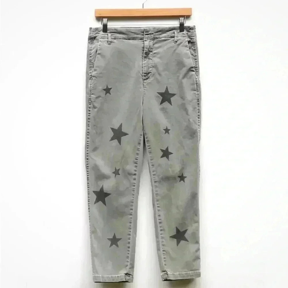 Sundry women's Gray Star-Printed Chino Pants Casual Slim Fit size 27
